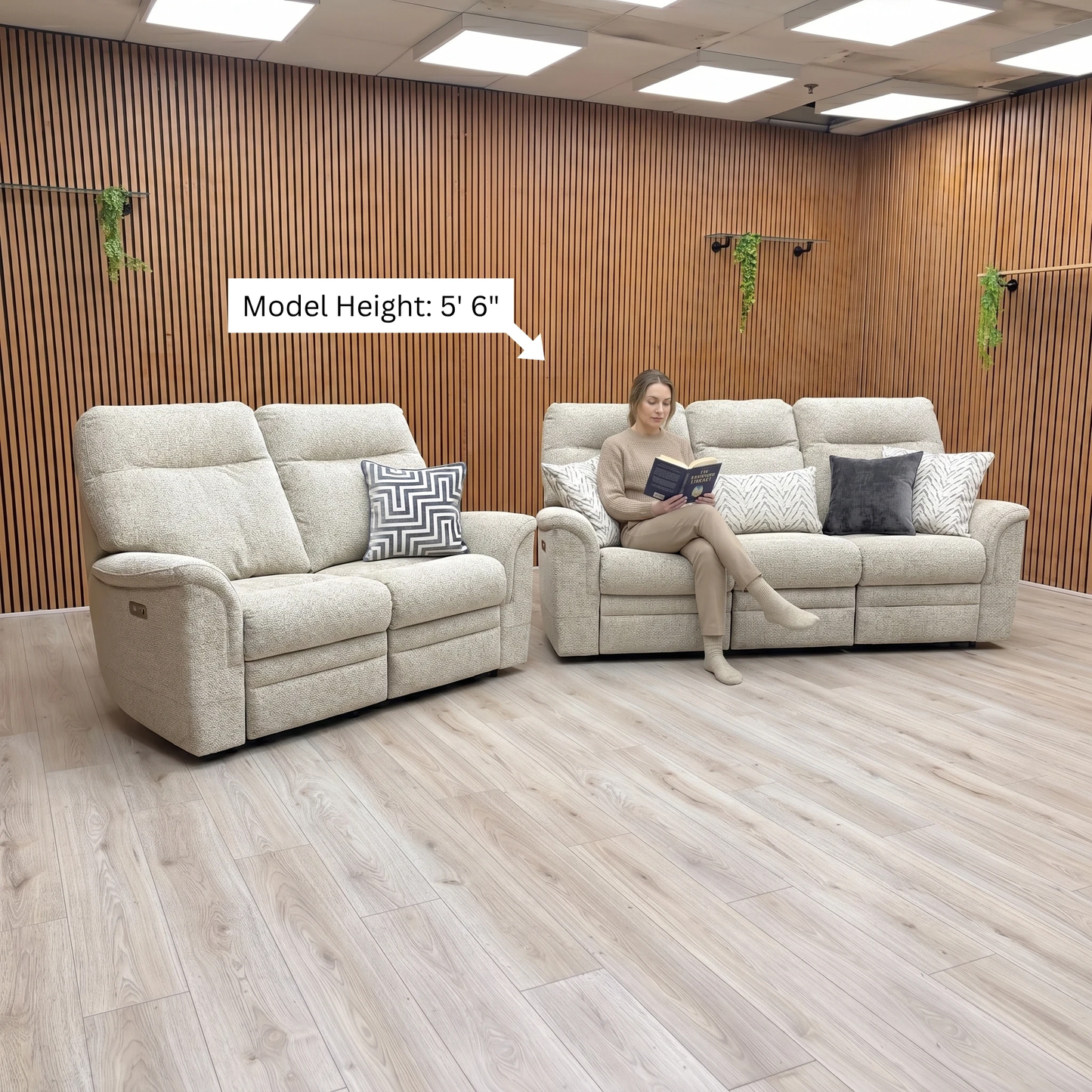 Parker Knoll 'Hudson 23’ Cromwell Mint 001355-0069 Fabric 3 Seater Power Recliner Sofa with Power Headrests and Power Lumbar + 2 Seater Power Recliner Sofa Set - product photo 2