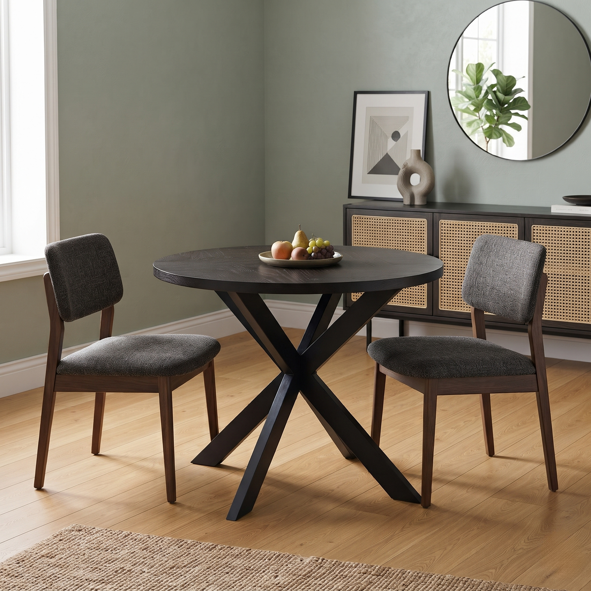‘Nate’ Smoked Oak Solid Oak Round Dining Table