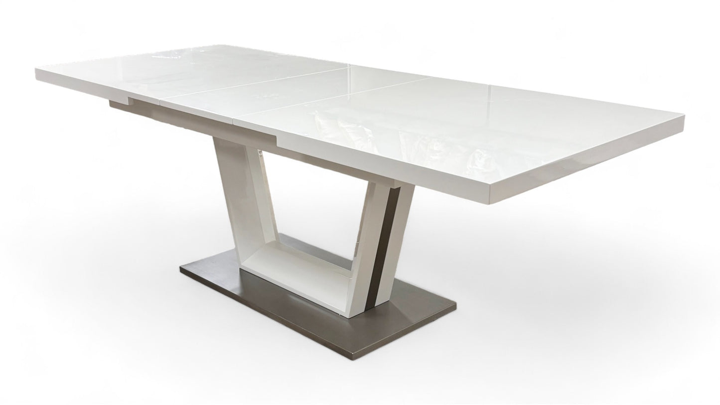 'Bianco' White High-Gloss Large Extending Dining Table