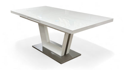 'Bianco' White High-Gloss Large Extending Dining Table
