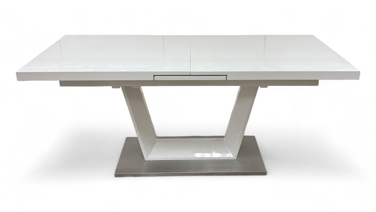'Bianco' White High-Gloss Large Extending Dining Table