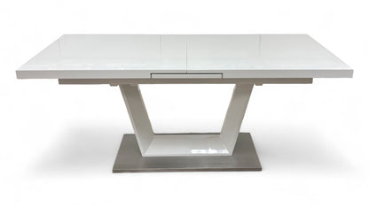 'Bianco' White High-Gloss Large Extending Dining Table