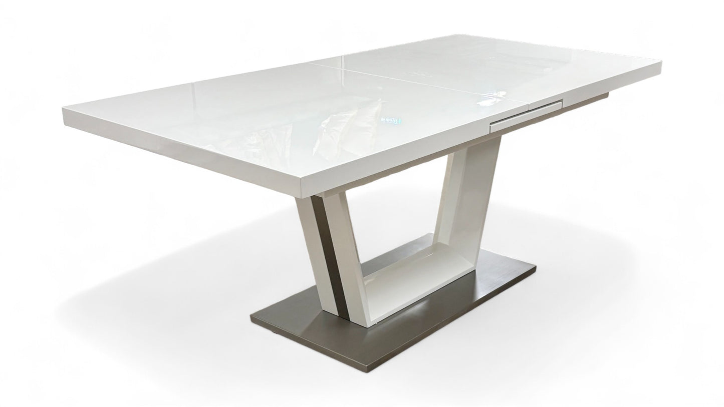 'Bianco' White High-Gloss Large Extending Dining Table