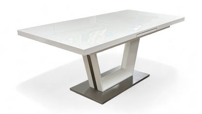 'Bianco' White High-Gloss Large Extending Dining Table