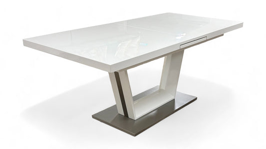 'Bianco' White High-Gloss Large Extending Dining Table