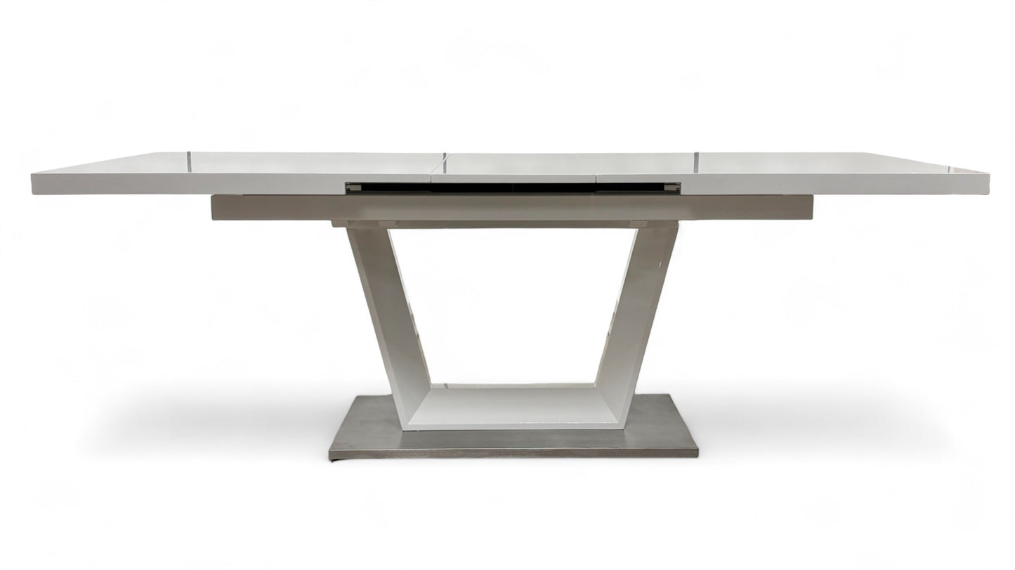 'Bianco' White High-Gloss Large Extending Dining Table