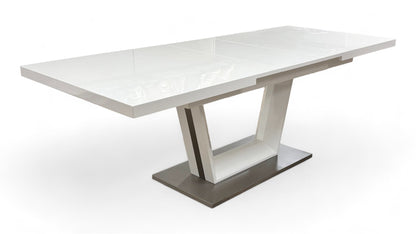 'Bianco' White High-Gloss Large Extending Dining Table