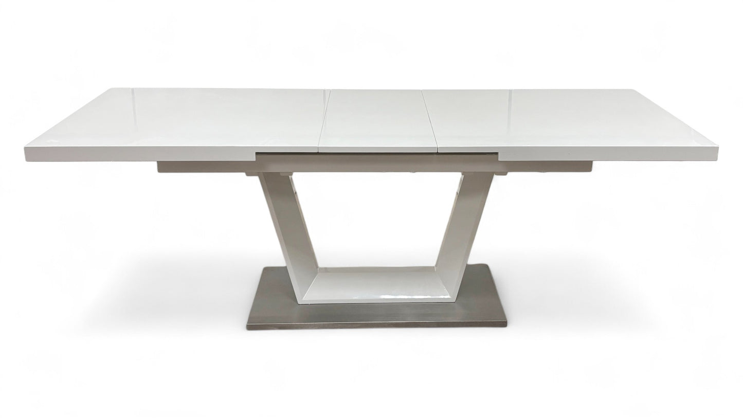 'Bianco' White High-Gloss Large Extending Dining Table