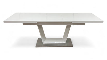 'Bianco' White High-Gloss Large Extending Dining Table