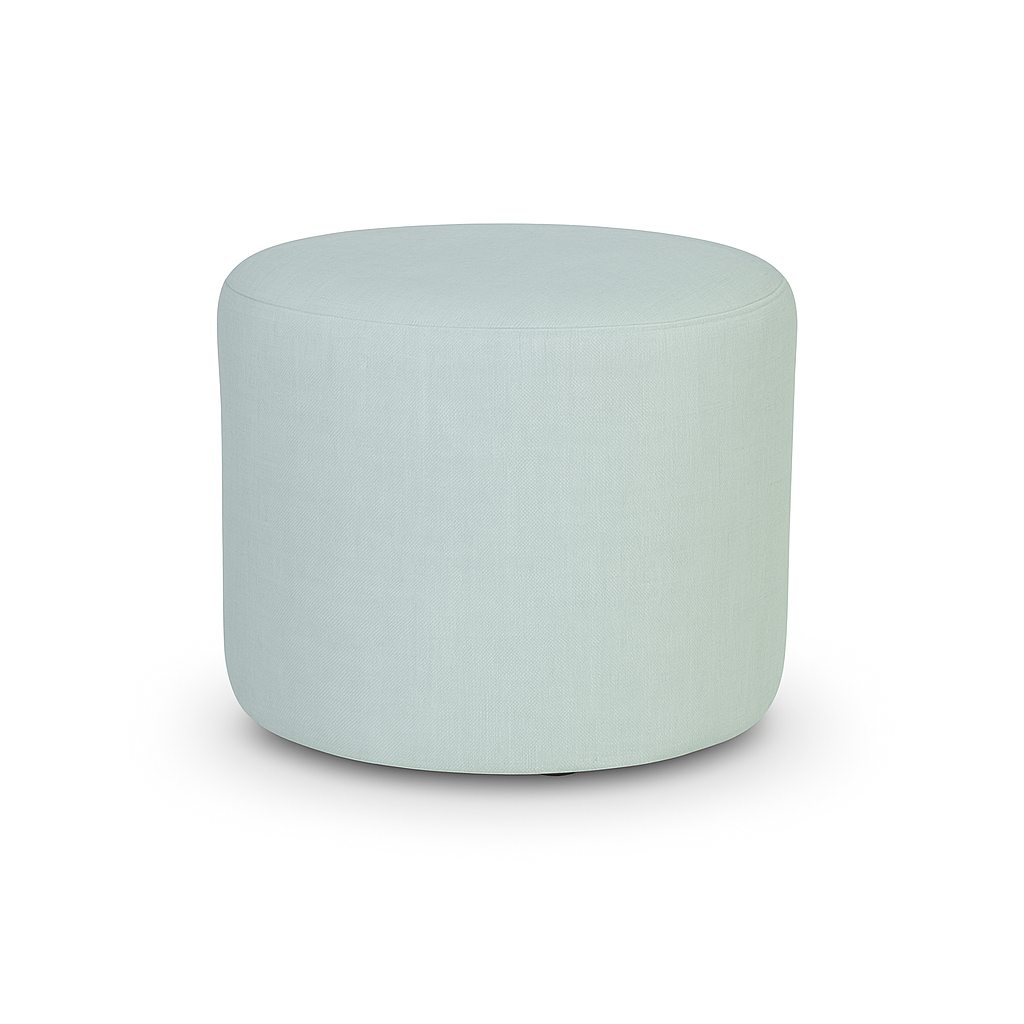 'Skye' Light Blue Fabric Round Stool