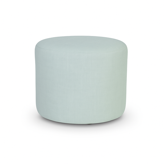'Skye' Light Blue Fabric Round Stool