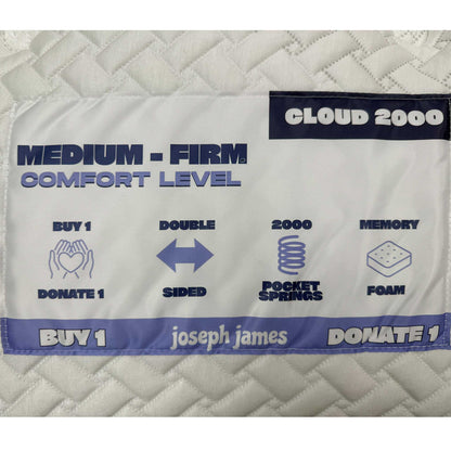 ‘Cloud’ 2000 Pocket Memory Double Sided Mattress - Double