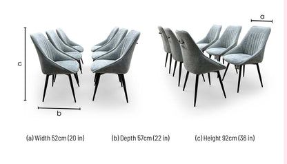 'Crete' Ceramic Top 180cm Large Extending Dining Table with Dark Grey Set of 6 Swivel Dining Chairs Furniture Village