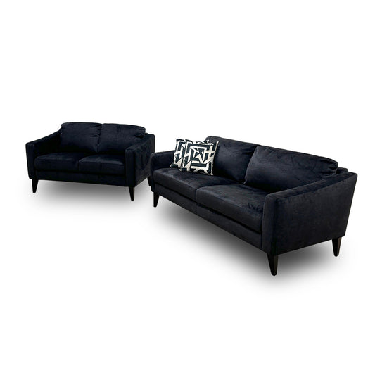 'Oslo' Black Vogue Italian Velvet 3 + 2 Seater Sofa Set