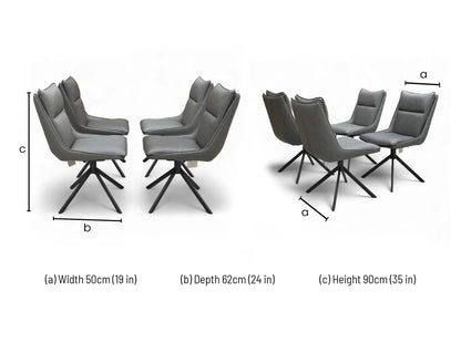 ‘Catalina’ Dark Grey Faux Leather Set of 4 Swivel Dining Chairs