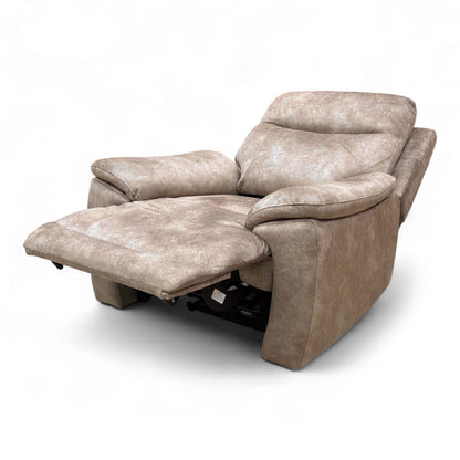 Side profile of the Sloane chair in a fully reclined position, emphasizing the ergonomic comfort and the contemporary, space-efficient silhouette.