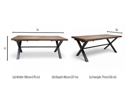 'Mars' Solid Oak 190cm Dining Table