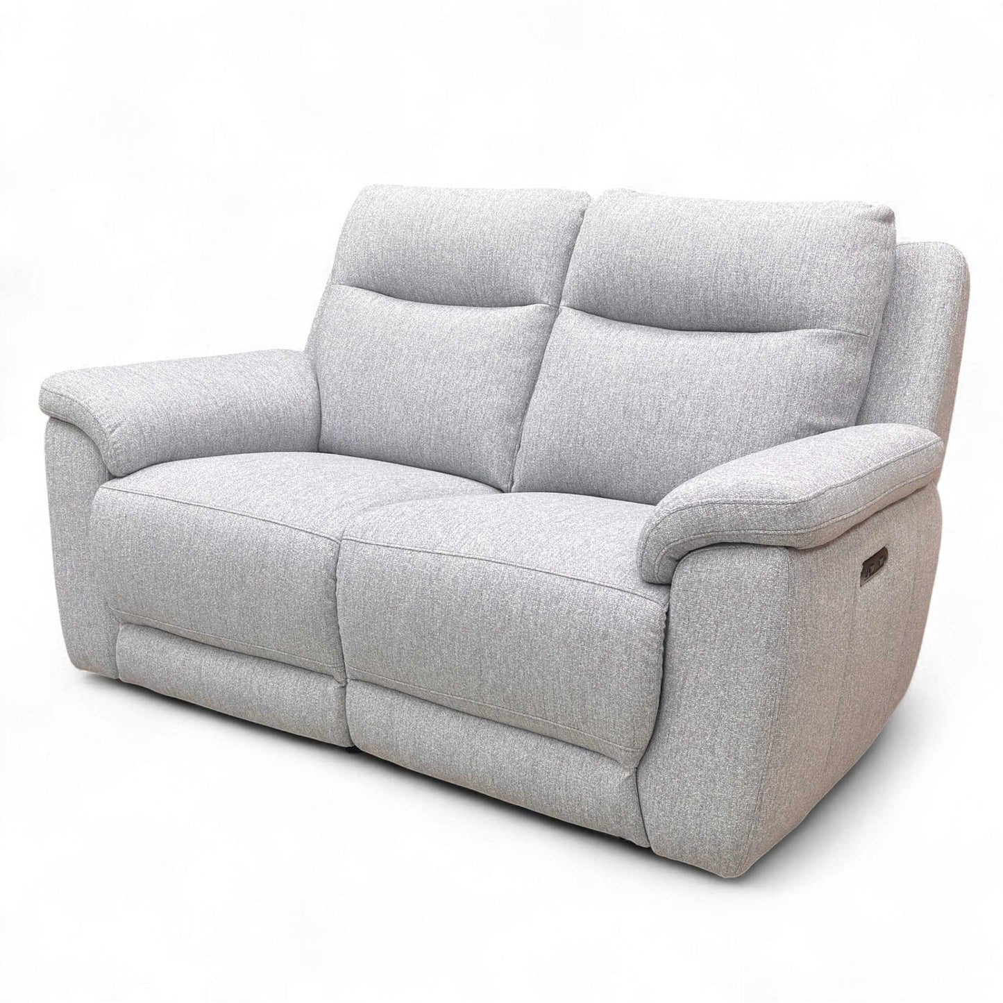 Side profile of the ‘Bobby’ Florence sofa with one seat fully reclined, showcasing the range of motion.