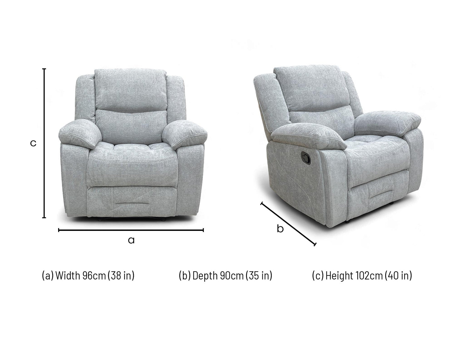 ‘Weston' Grey Tight Weave Fabric Manual Recliner Chair