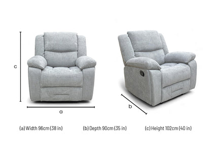 ‘Weston' Grey Tight Weave Fabric Manual Recliner Chair