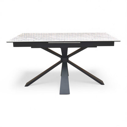 'Crete’ White Ceramic High-Gloss Small 140cm Extending Dining Table