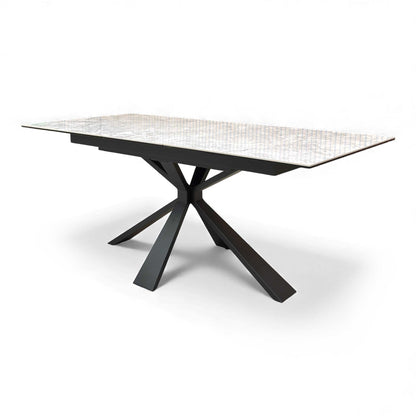 'Crete’ White Ceramic High-Gloss Small 140cm Extending Dining Table