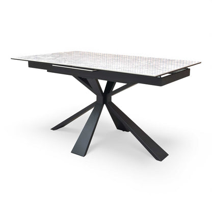 'Crete’ White Ceramic High-Gloss Small 140cm Extending Dining Table