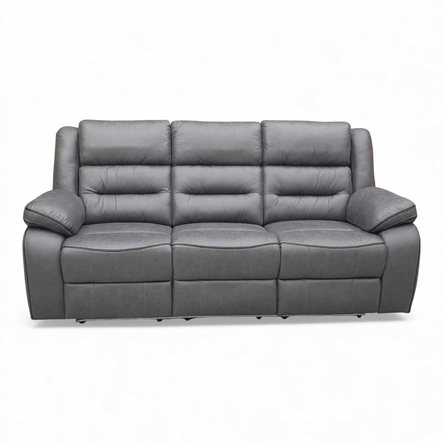 ‘Vegas' Charcoal Grey Microfibre 3 Seater Power Recliner Sofa with LED Lights