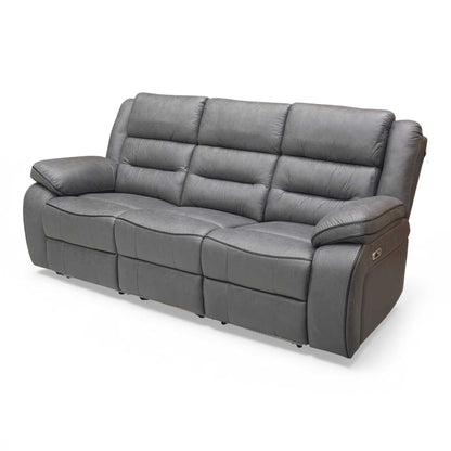 ‘Vegas' Charcoal Grey Microfibre 3 Seater Power Recliner Sofa with LED Lights