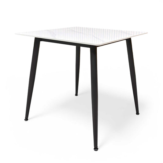 ‘Mason' White Ceramic Top 80cm Square Fixed Dining Table