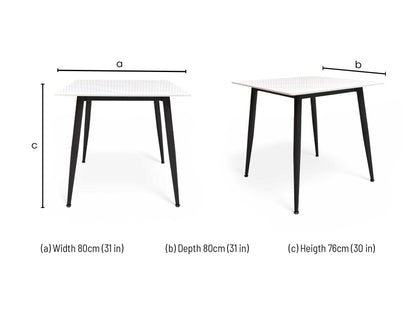 ‘Mason' White Ceramic Top 80cm Square Fixed Dining Table