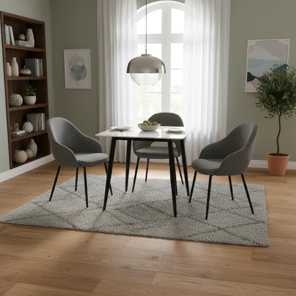 ‘Mason' White Ceramic Top 80cm Square Fixed Dining Table