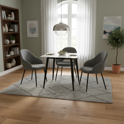 ‘Mason' White Ceramic Top 80cm Square Fixed Dining Table