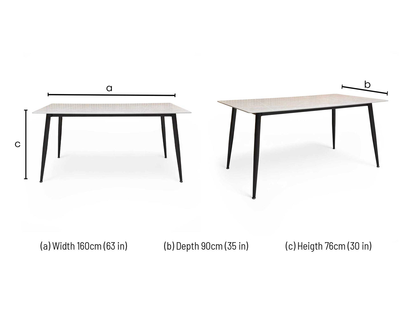 ‘Mason' Grey Ceramic Top 160cm Fixed Dining Table