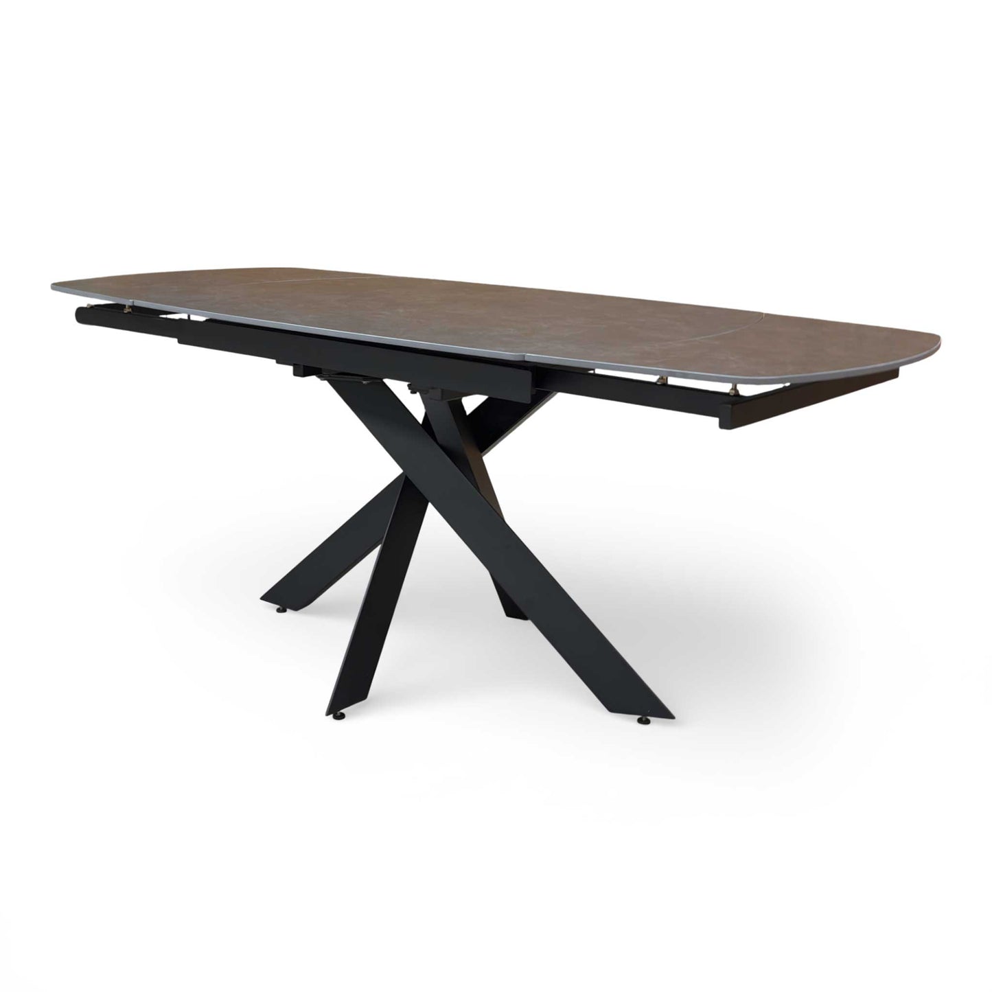 Side profile of the ‘Warrior’ table fully extended, showing the spacious 190cm surface area for 8 guests.