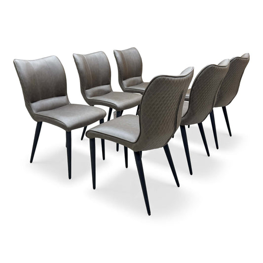 'Murcia' Antiqued Grey Fabric Dining Chair - Set of 6