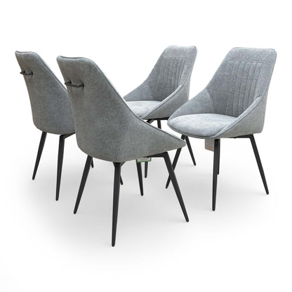 'Crete' Dark Grey Set of 4 Swivel Dining Chairs