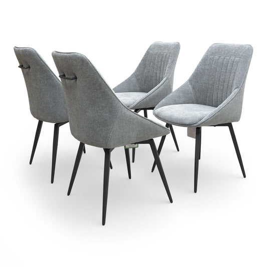 'Crete' Dark Grey Set of 4 Swivel Dining Chairs
