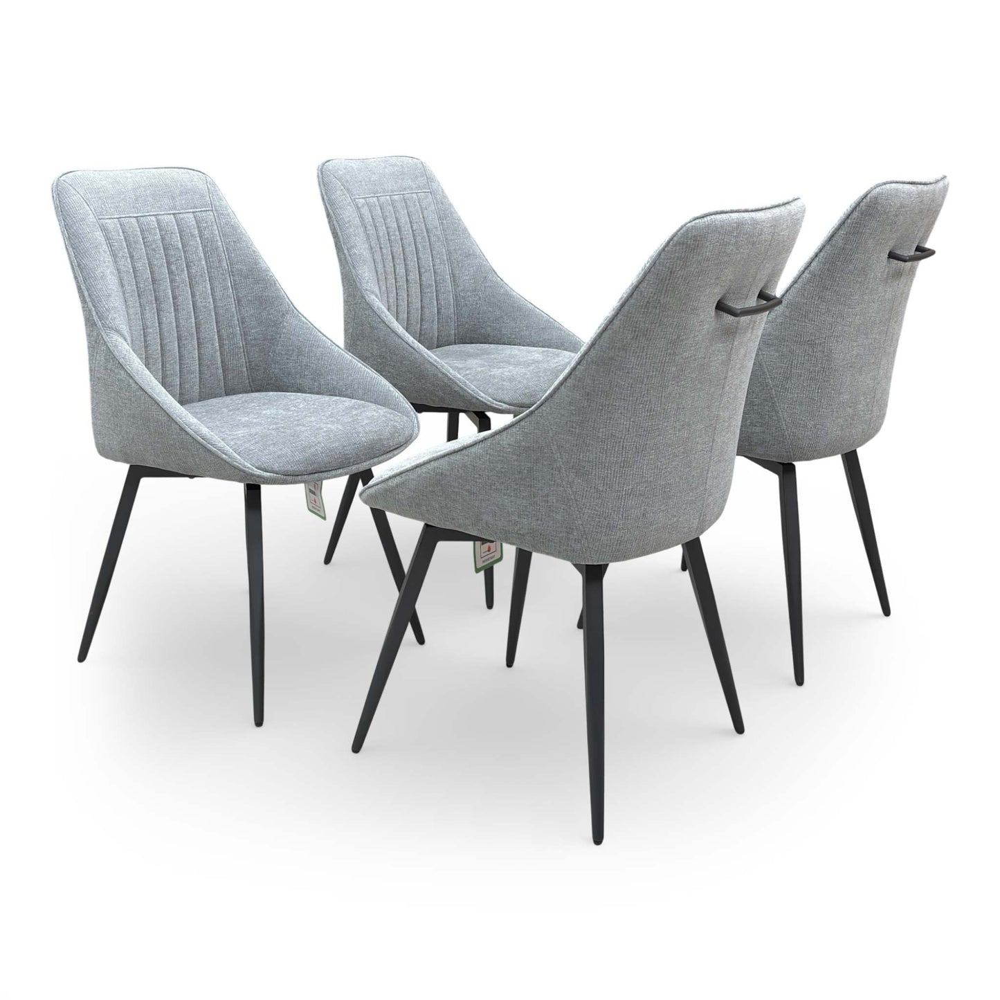 'Crete' Dark Grey Set of 4 Swivel Dining Chairs