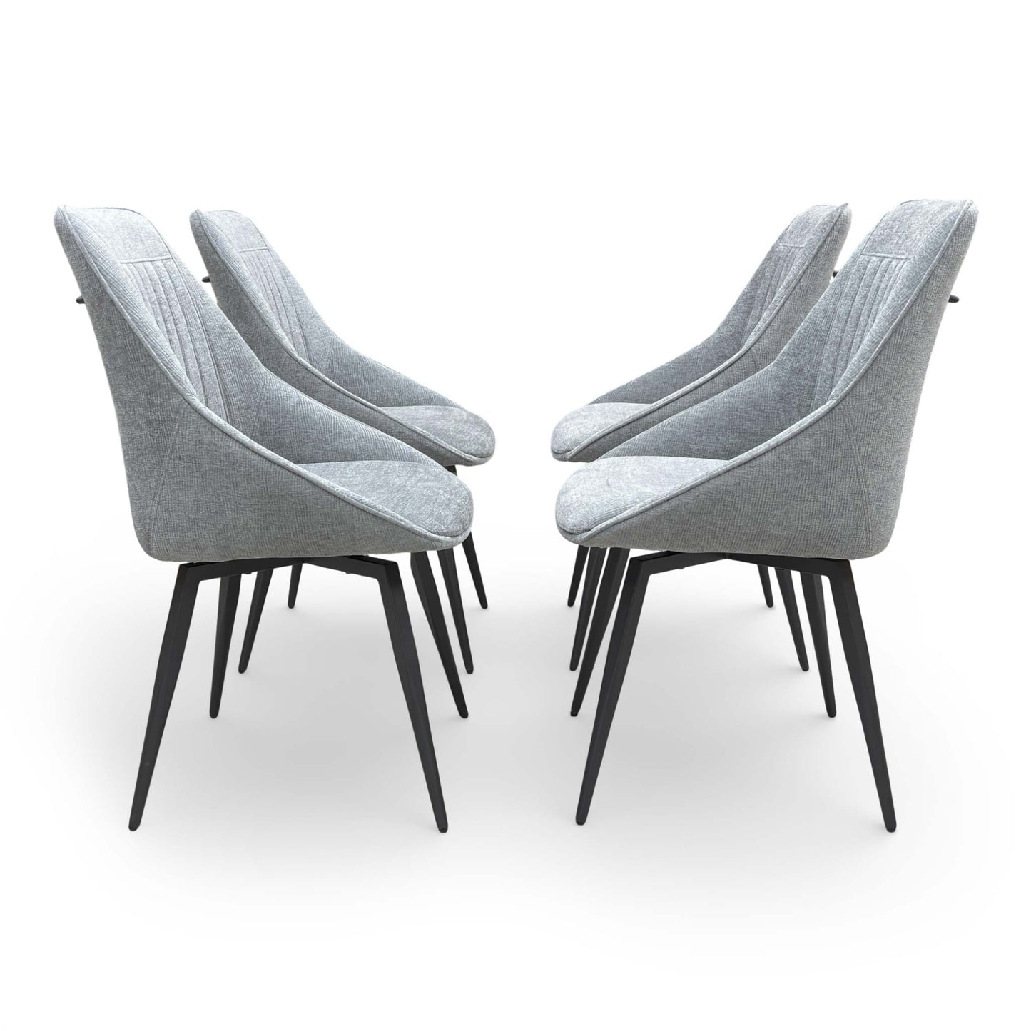 'Crete' Dark Grey Set of 4 Swivel Dining Chairs