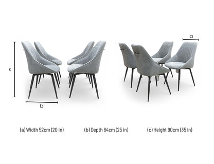 'Crete' Dark Grey Set of 4 Swivel Dining Chairs