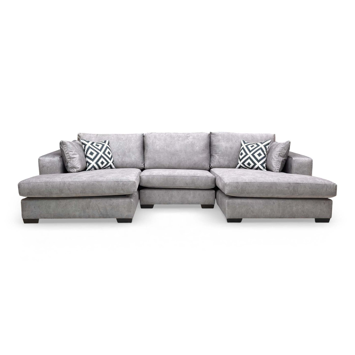 ‘Larry’ Infinity Silver Velvet Double Ended Chaise Sofa