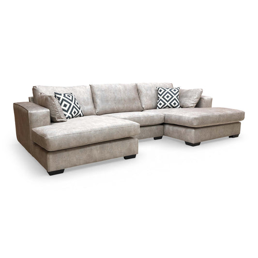 ‘Larry’ Infinity Pearl Grey Velvet Double Ended Chaise Sofa