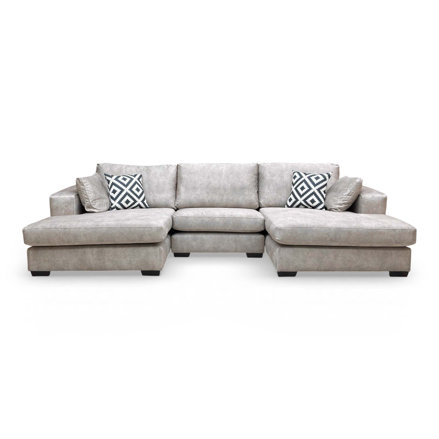 ‘Larry’ Infinity Pearl Grey Velvet Double Ended Chaise Sofa