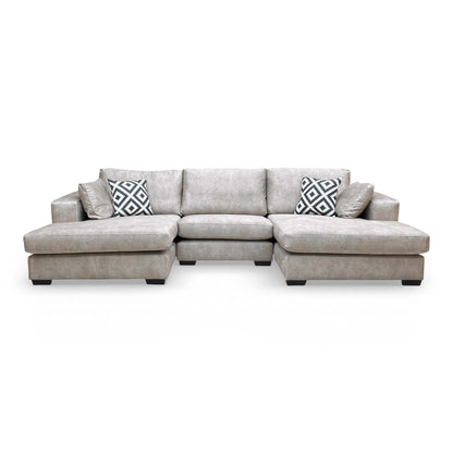 ‘Larry’ Infinity Pearl Grey Velvet Double Ended Chaise Sofa