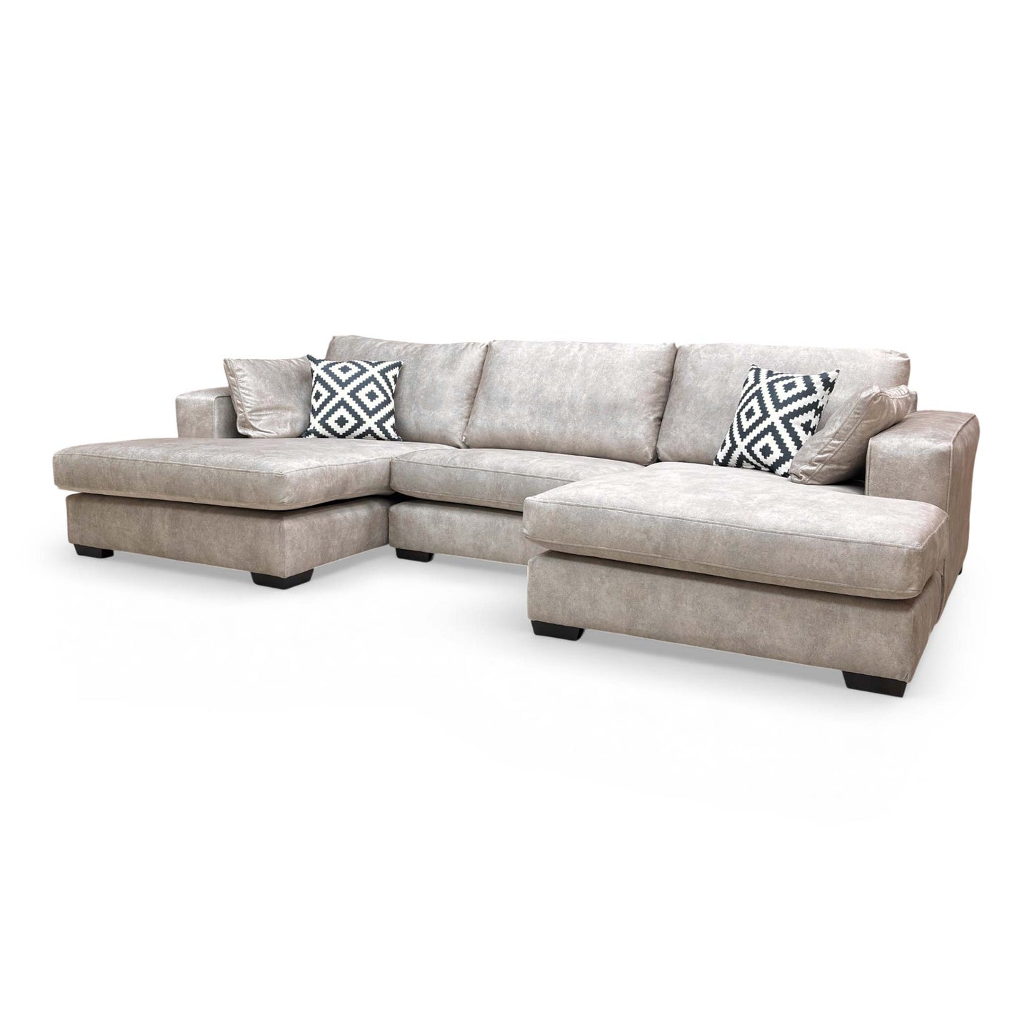 ‘Larry’ Infinity Pearl Grey Velvet Double Ended Chaise Sofa