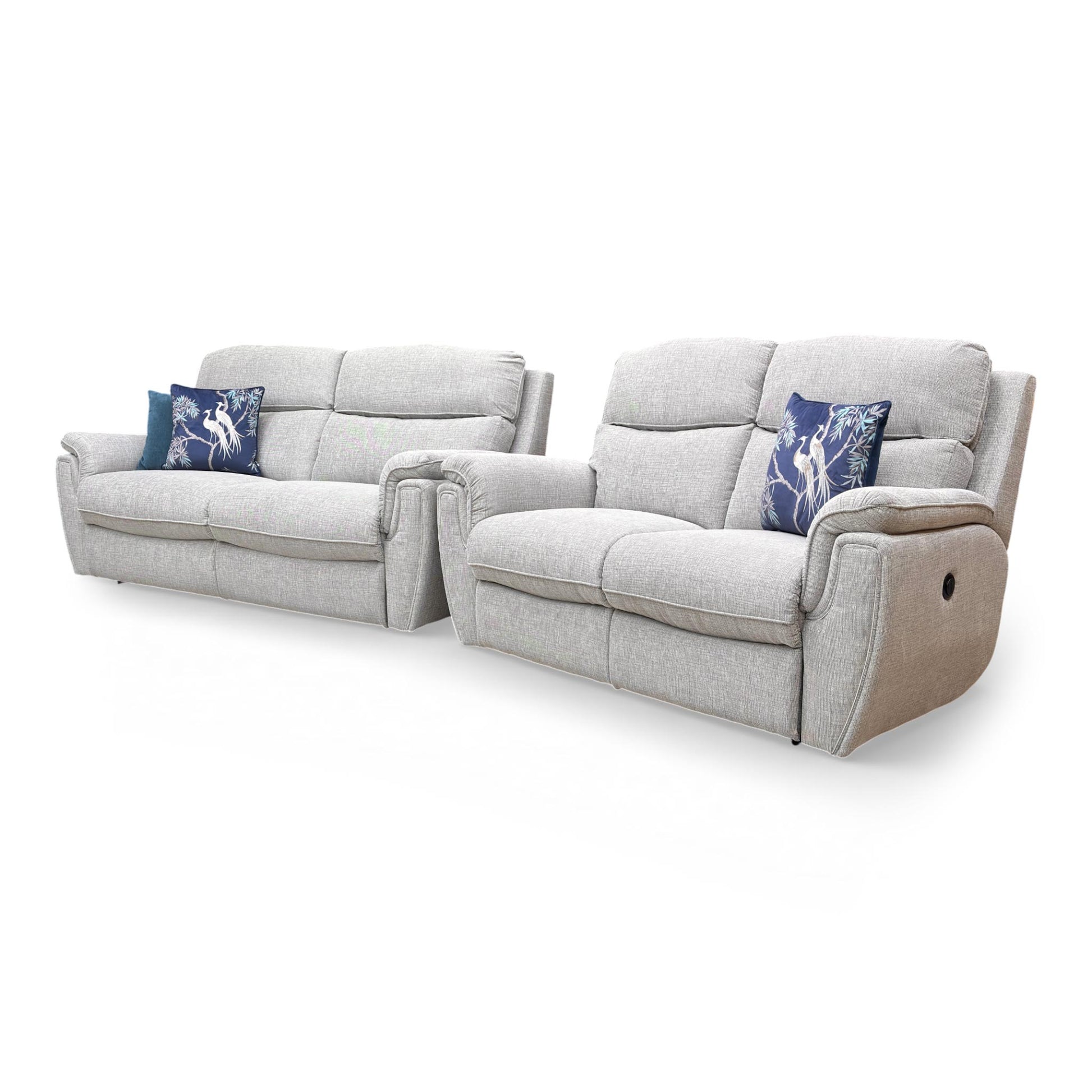 Side Shot of the 3-seater and 2-seater sofas together, showing how the Ashton set provides a complete, coordinated look for a modern living room.