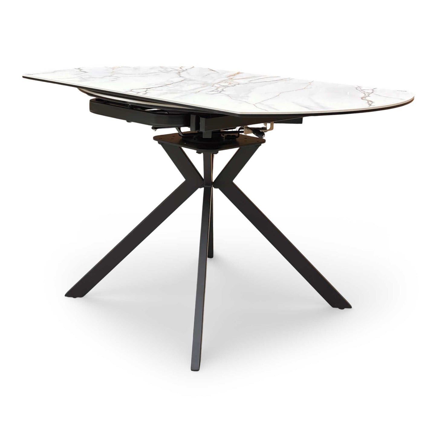 'Quattro' Oyster Marble Effect Extending Swivel Dining Table Furniture Village