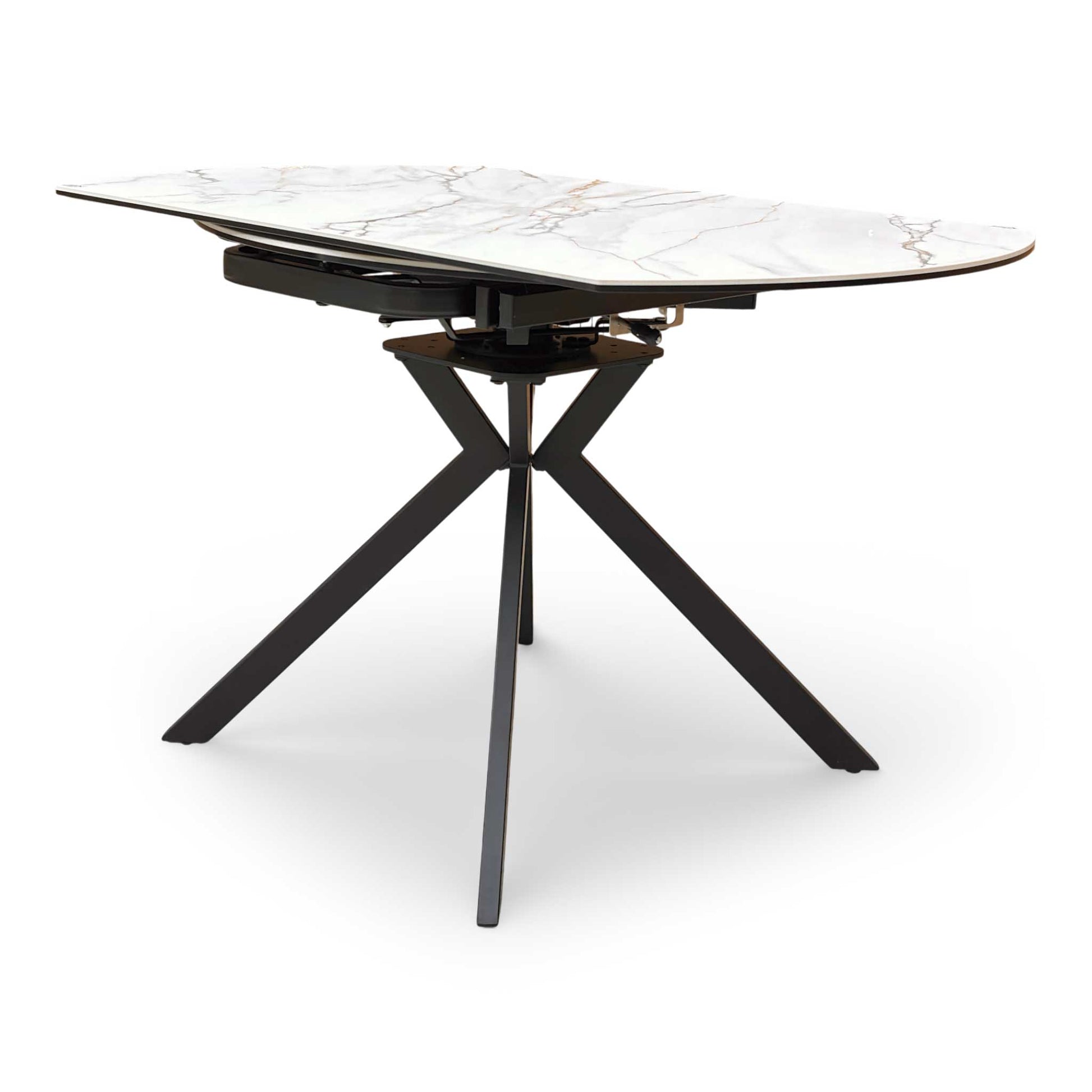 'Quattro' Oyster Marble Effect Extending Swivel Dining Table Furniture Village