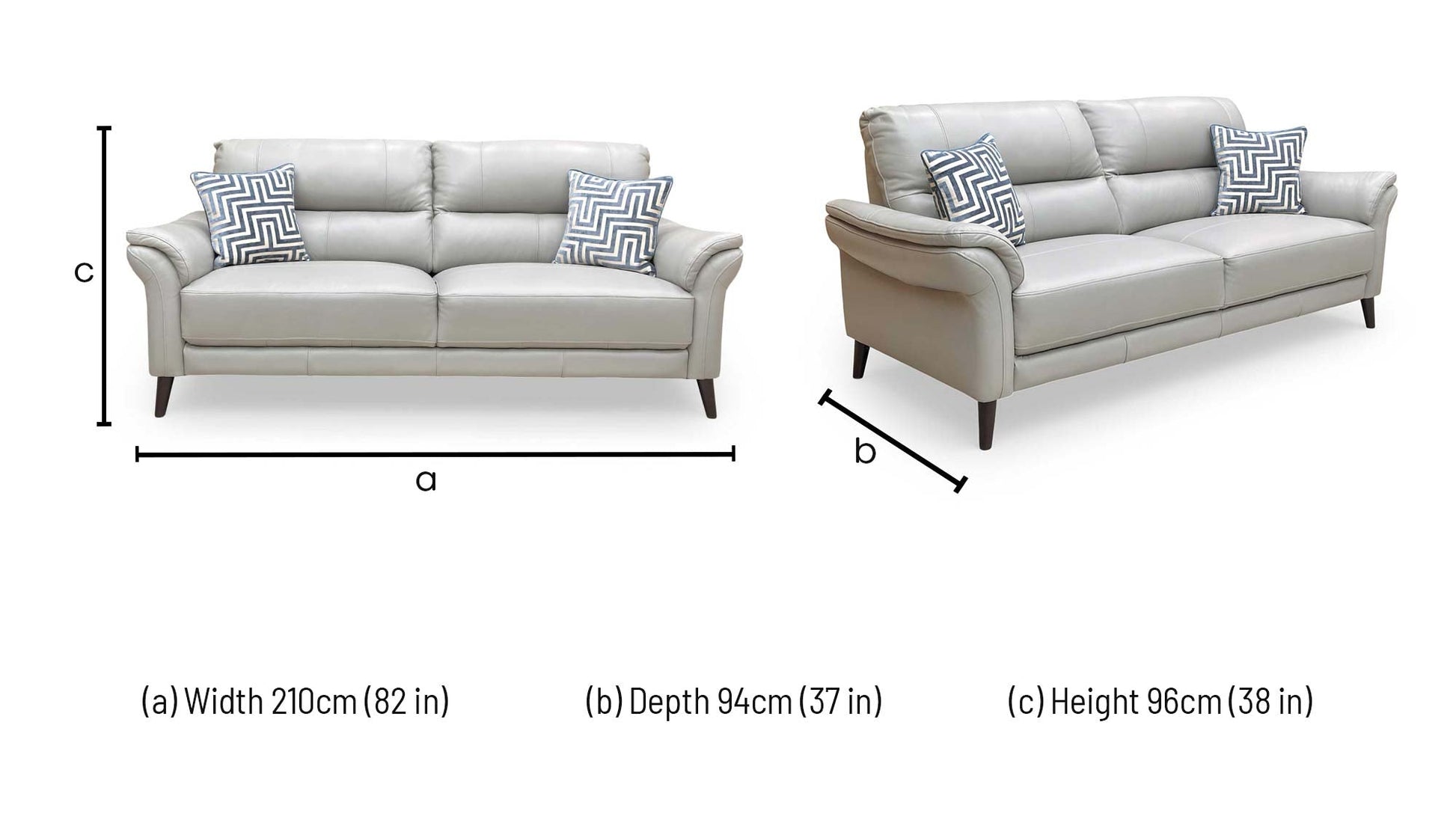 'Winner' Oslo Cat-40/27 Light Grey Leather 3 Seater Sofa – view 7